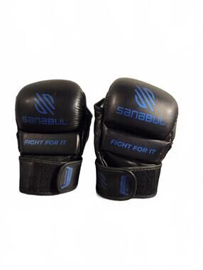 Sanabul Essential 7oz MMA Hybrid Sparring Gloves | Black/Blue - L/XL